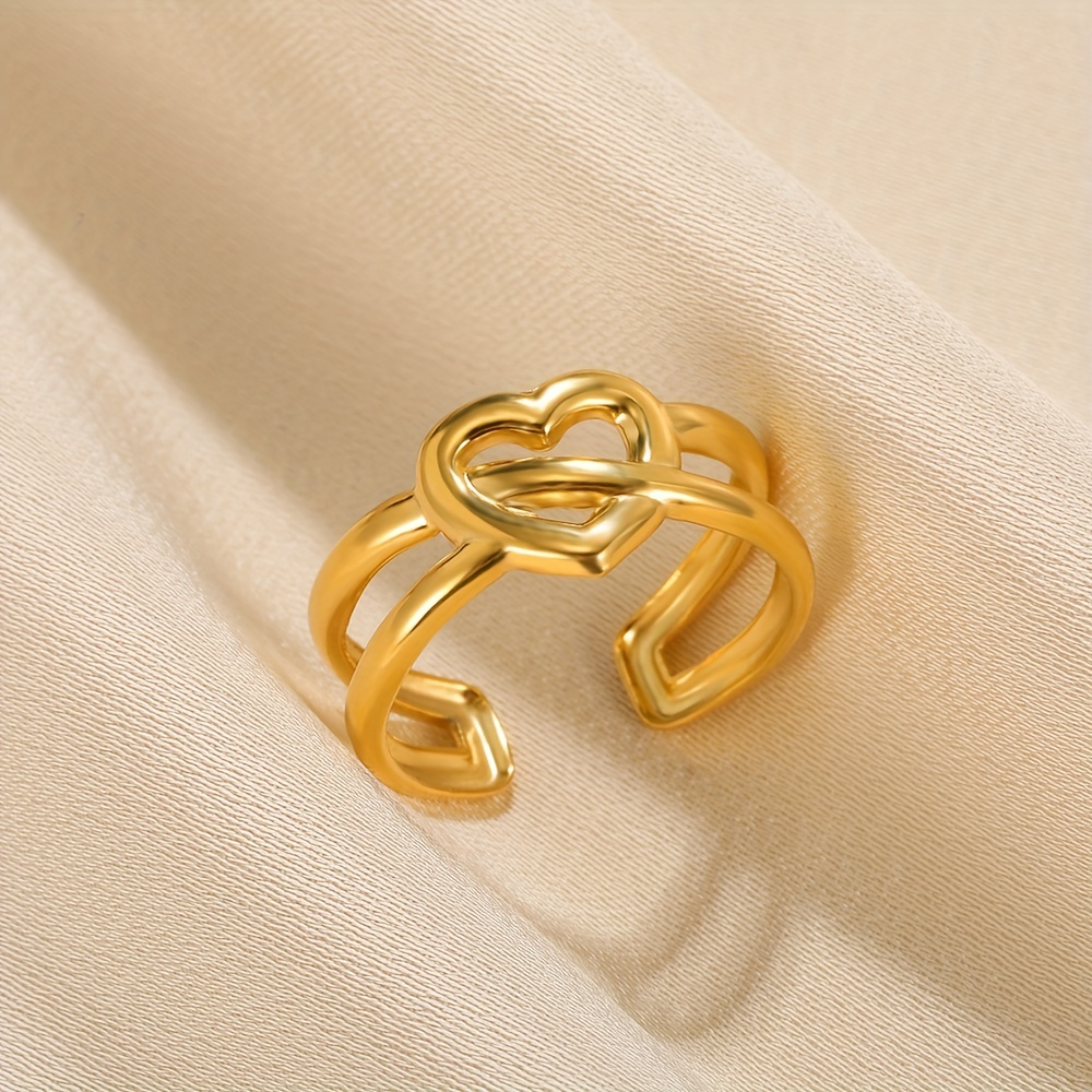 Men's Hollow Love Stainless Steel Ring Open Adjustable Ring