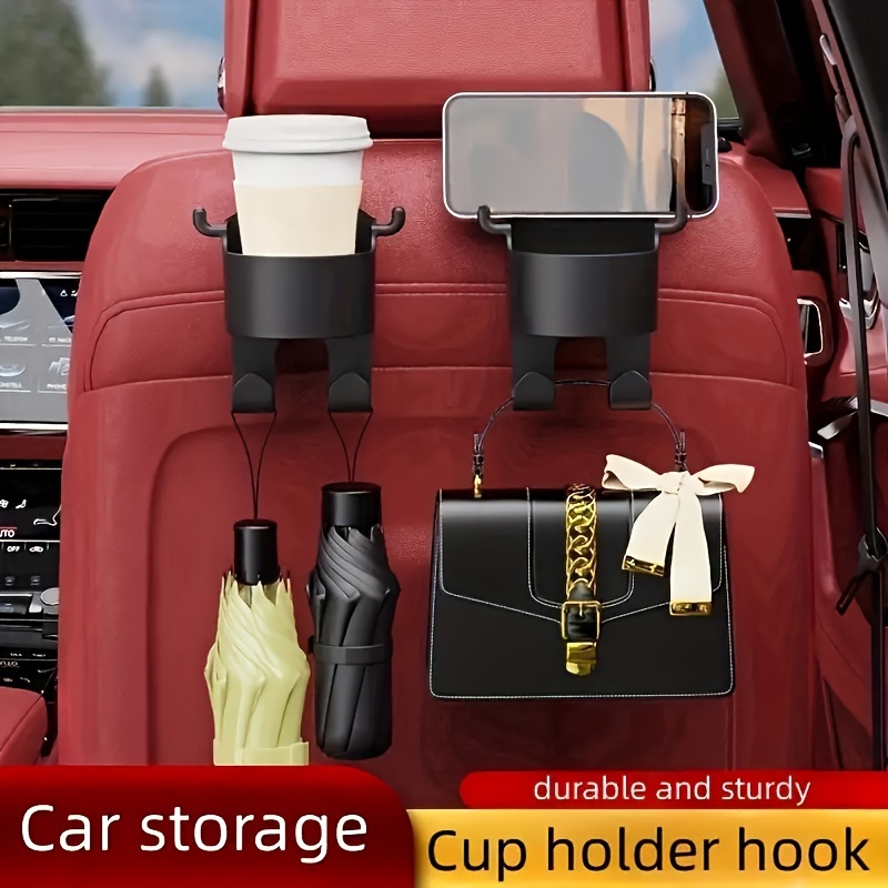  MAPLEDIARY Multifunctional Hook for Car Seat Back, Car Cup  Holder, Car Phone Holder with Hook Car Back Hanging Mount Cup Storage,  Between Back Seat Organizer with Cup Holders for SUV (4