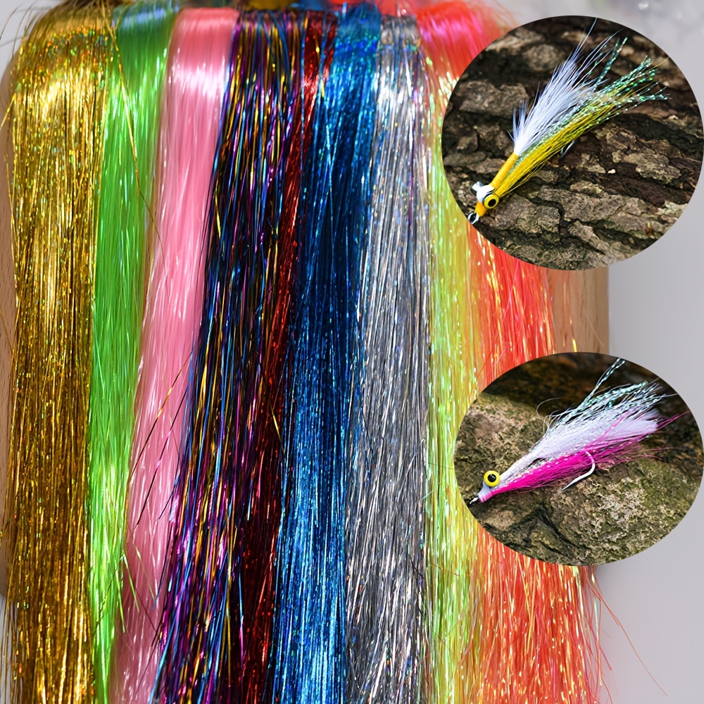 Colorful Crystal Flash Fly Tying Material,10 Colors Holographic Flashabou  Tinsel Fly Fishing Line for DIY Making Fishing Lure Dry Flies Saltwater