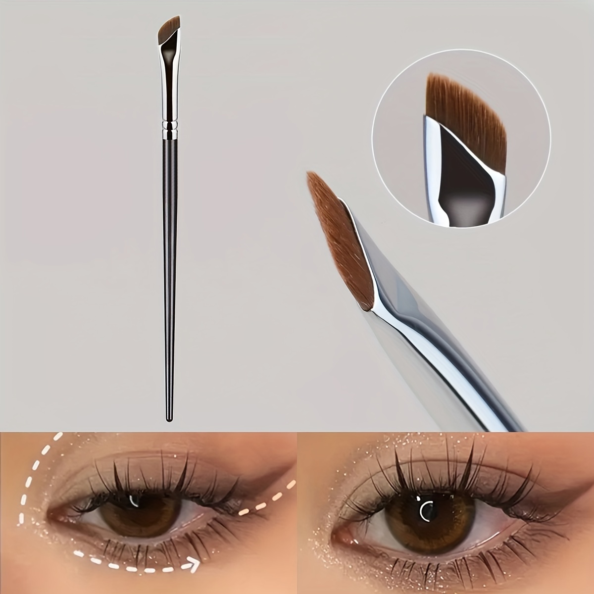 Eyeliner Brush Fine Angled Winged - Firm Flat Liquid Gel Liner