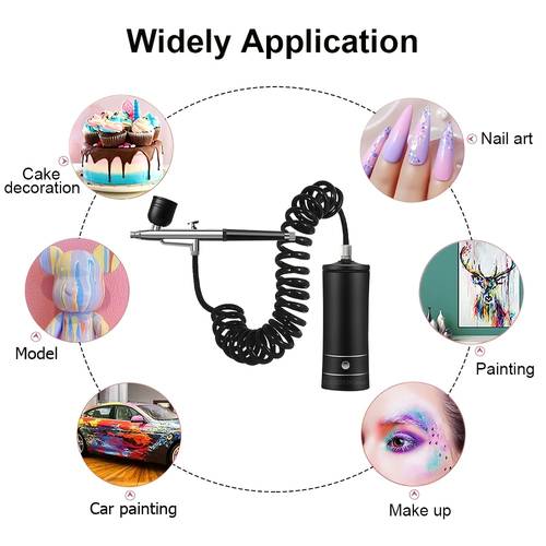 1 Set Airbrush Kit With Compressor, Auto Handheld Airbrush Gun With 0.3mm Tip, Rechargeable Portable Air Brushes For Painting, Tattoo, Nail Art, Model Coloring, Makeup, Cake