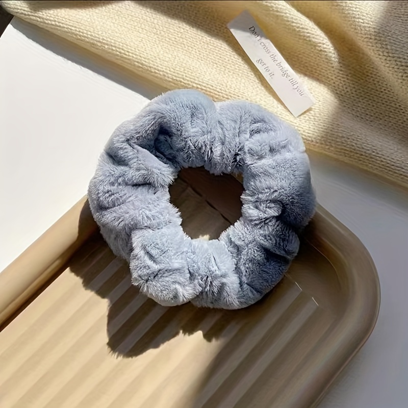 white fluff scrunchie