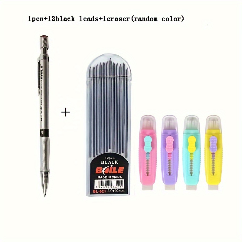 Mechanical Pencil Set With 2b Black/colors Lead Refill - Temu