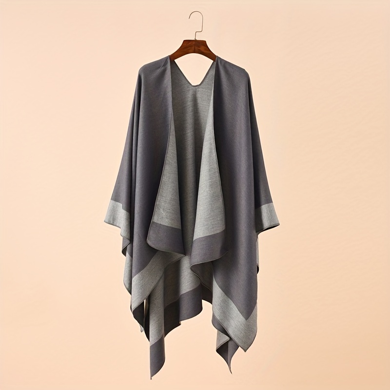 Cashmere Shawl Solid Warm Blanket Open Front Poncho Cape Casual Outdoor Shawl