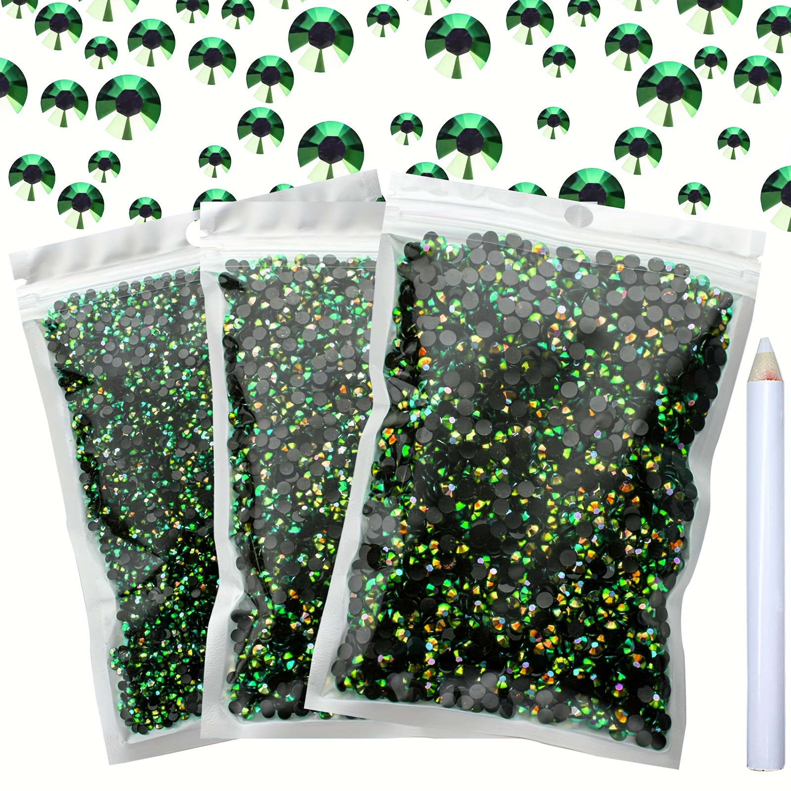 

6000pcs 3/4/5mm Golden Green Ab Flat Back Jelly Resin Rhinestones Non-hotfix Crystal Beads For Diy Nail Art, Face Makeup, Shoes, Clothes, Bags Jewelry Making Decorative Accessories