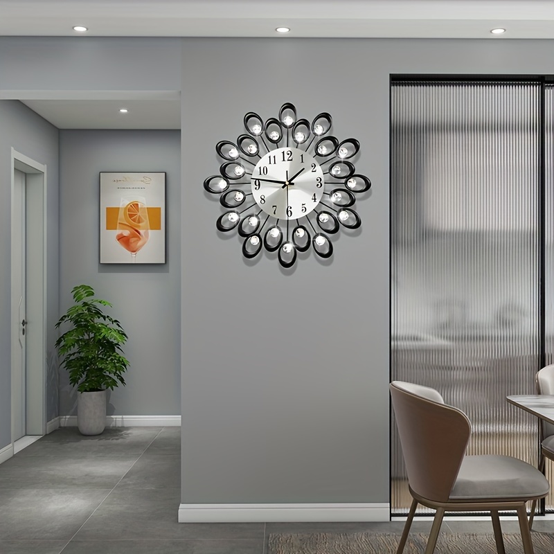 1pc 15in 3d Crystal Wall Clock Silent And Stylish Clock For Bedroom