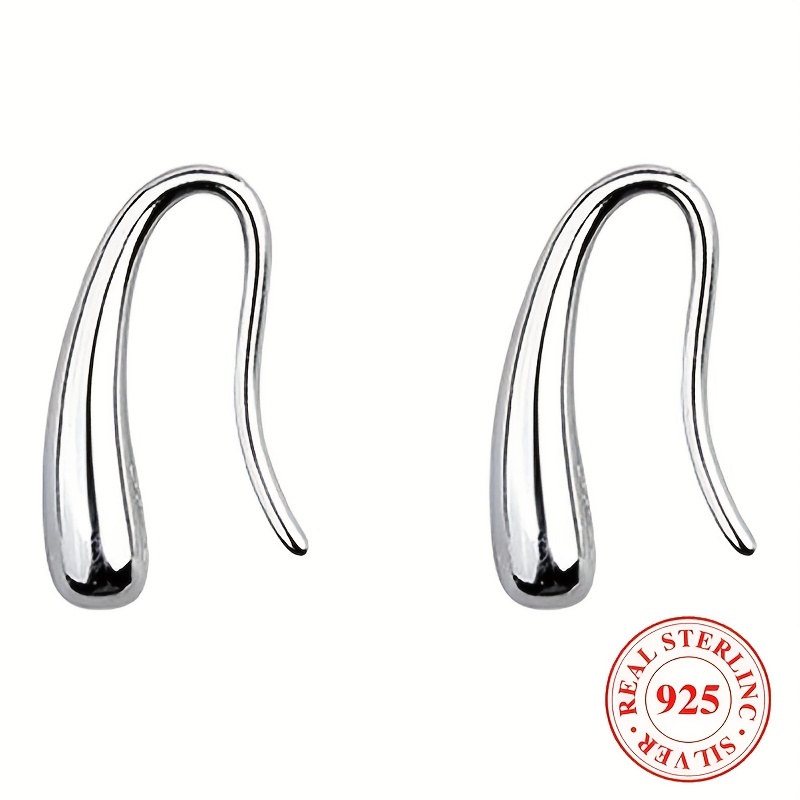925 Sterling Silver Hook Earrings - Temu