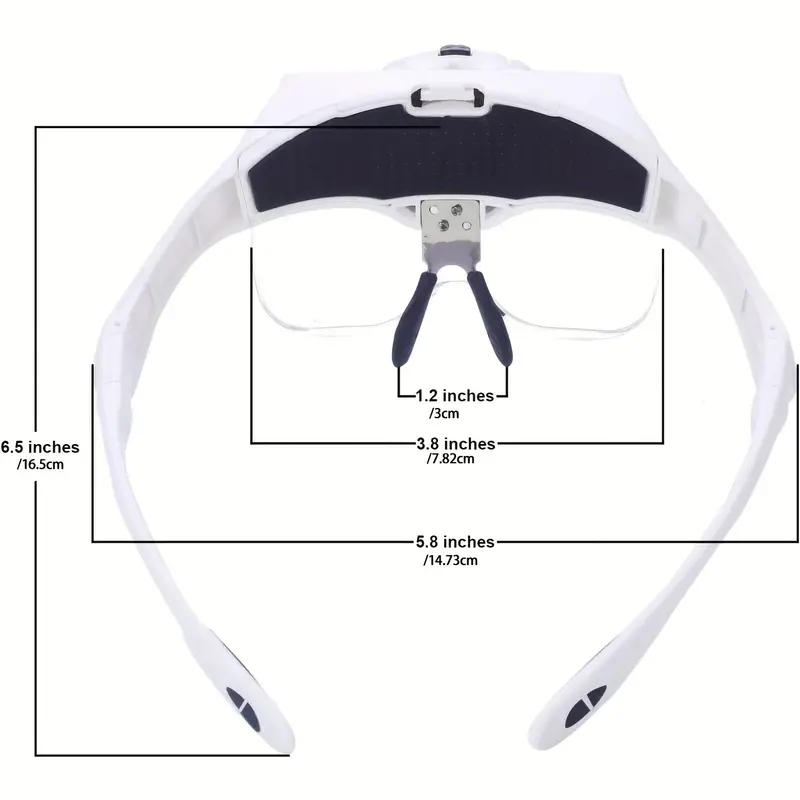 Headband Headset Magnifier, 5 Different Lenses Adjustable Loupe Visor  Eyeglasses Bracket Interchangeable 2 LED Lights for Eye Lashes Extensions  Tool