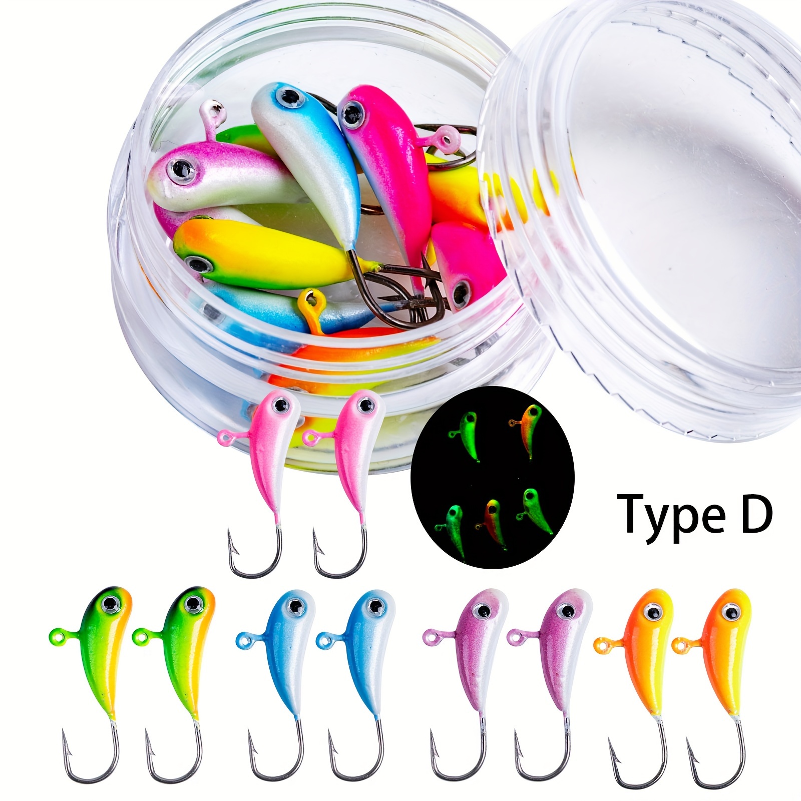 Ice Fishing Jigging Lures Glow In Dark Ice Fishing Jigs Set - Temu