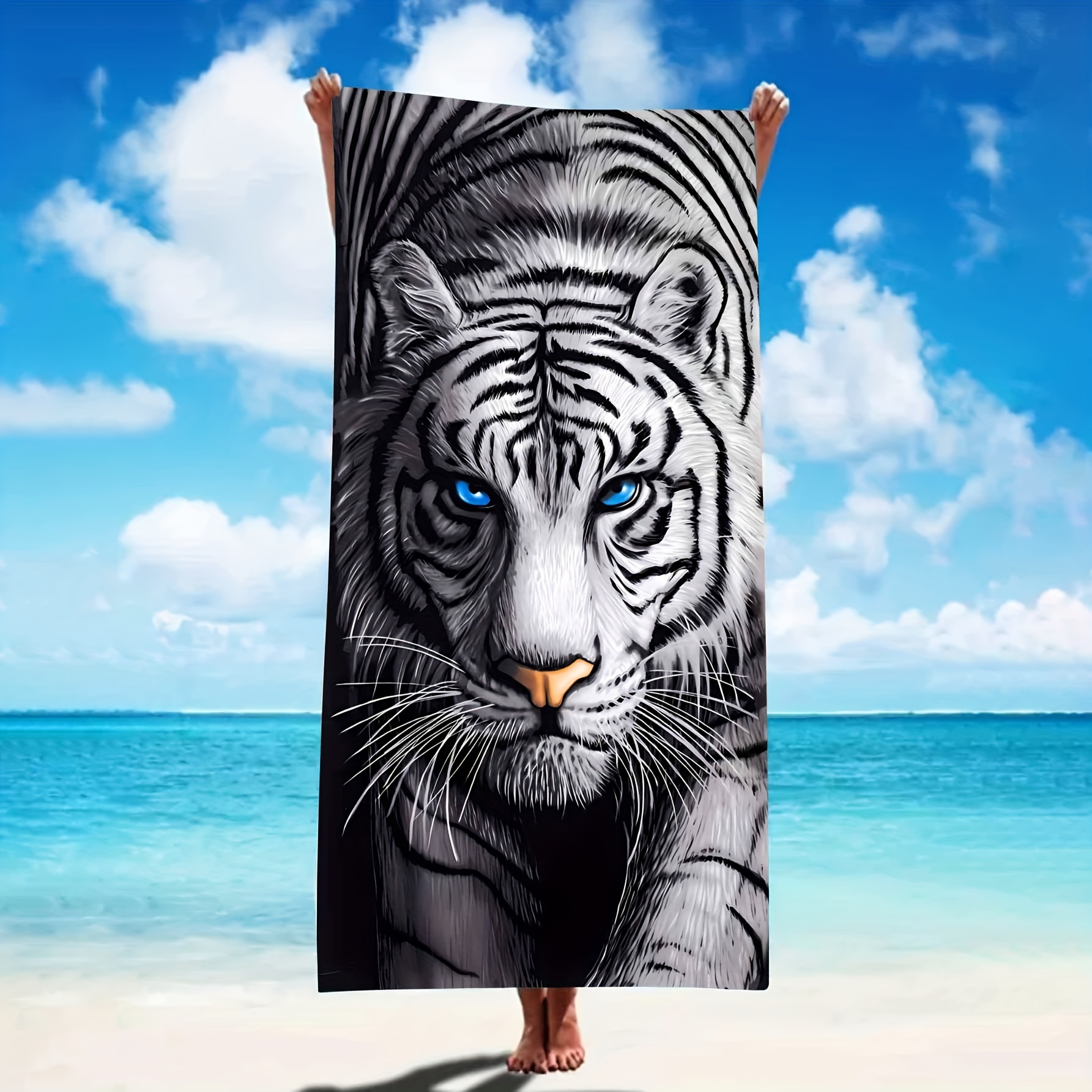 

Oversized Tiger Print Beach Towel - Soft, Quick-dry Microfiber For Ultimate Absorption And Comfort On Your Next Vacation
