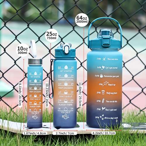 1pc/3pcs, Frosted Fashion Water Bottle, Sports Water Bottle With Straw & Gradient Color Large Capacity, Perfect For Outdoor Camping !