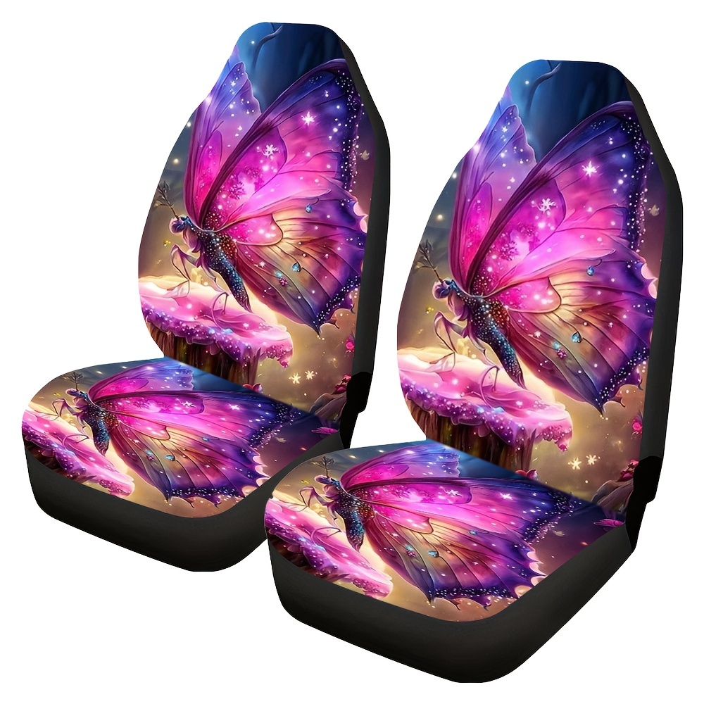 Butterfly Print Car Seat Covers, Universal Fit Car Seat Covers For Front  Seats Only, Automotive Bucket Seat Cushion Pad - Temu