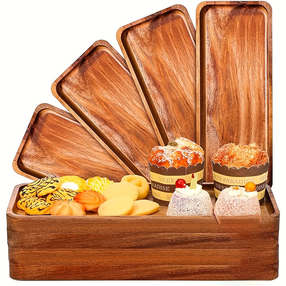 Acheter Plateau en bois assiette de petit déjeuner rectangulaire en bois  massif Sushi Snack pain Dessert gâteau Barbecue facile à transporter  multifonctionnel