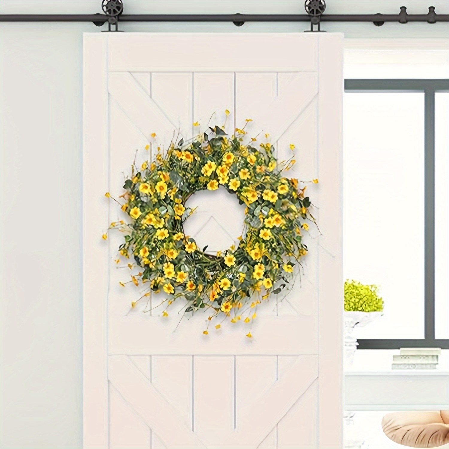 Decor Wreath Yellow Daisy Wreath 22 inches Spring and outlets Summer Wreath