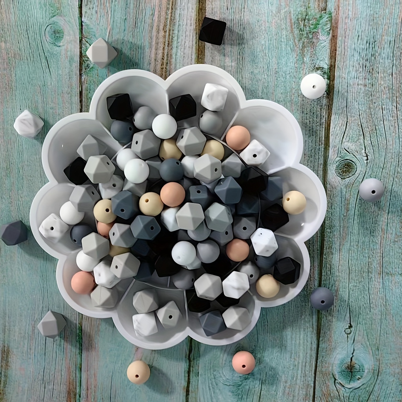 15mm Grey Silicone Beads, Gray Round Silicone Beads, Beads Wholesale