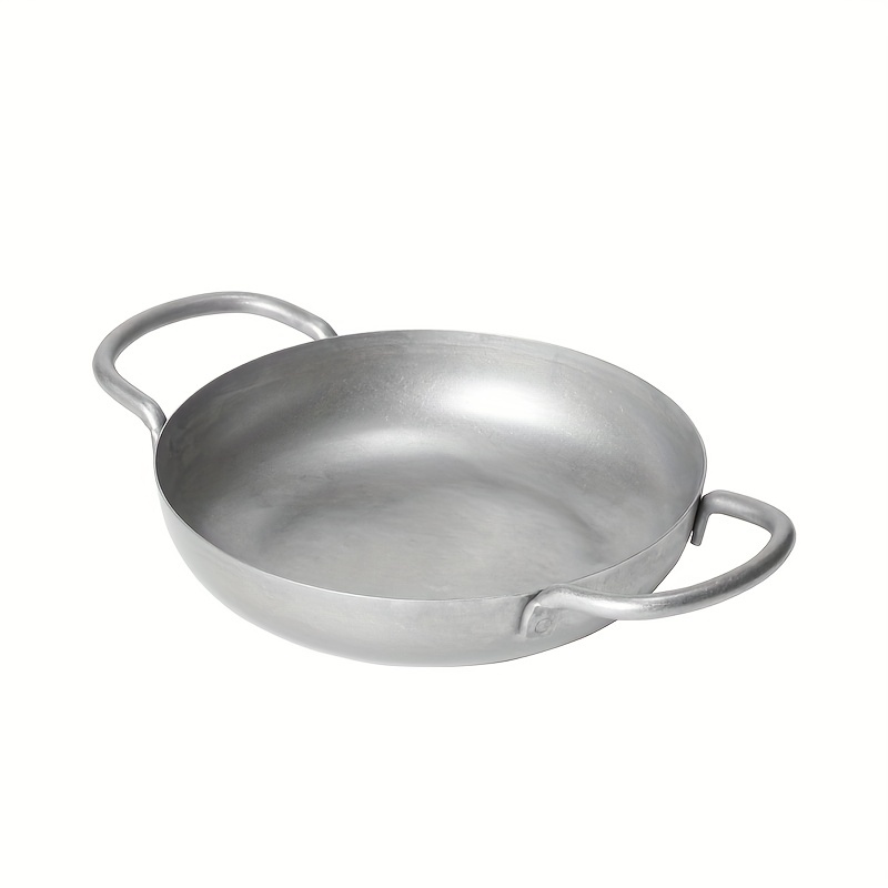 Stainless Steel Wok Pan With 2 Ear Handle Paella Pan Stir - Temu