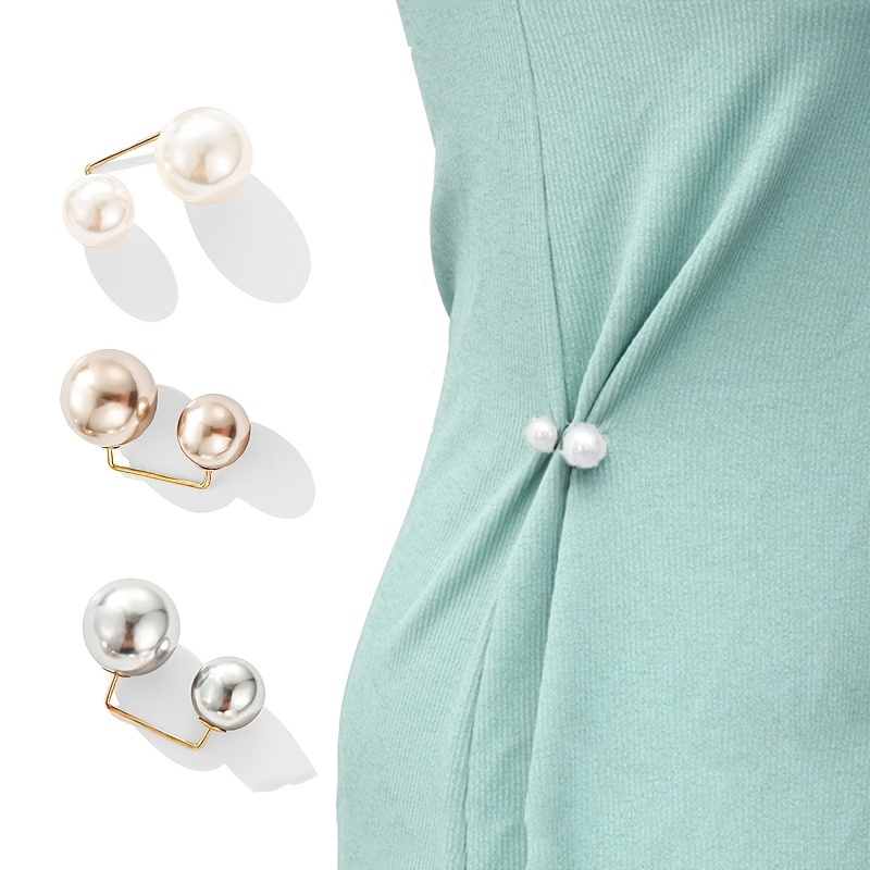 Cheap 1PCS Anti Exposed Pearls Crystal Brooch Decoration Waist Tighting  Clap Clothing Pins Waistband Pin
