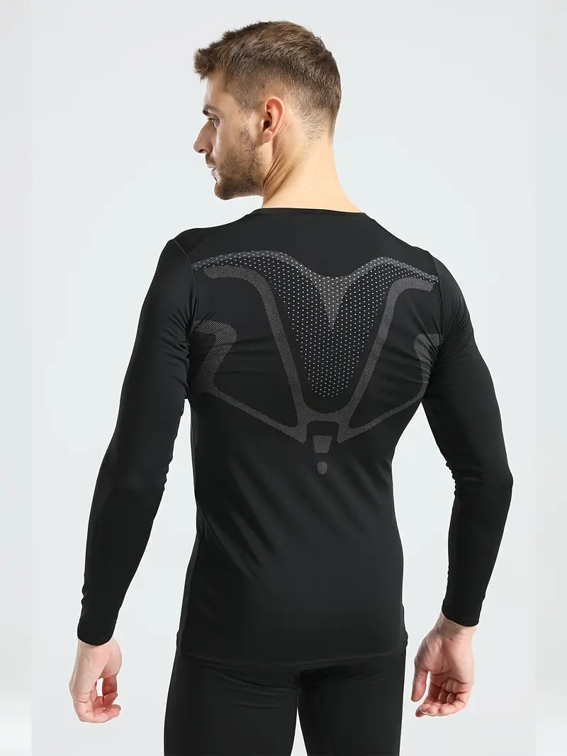 Thermal Compression Solid Shirts Men Long Sleeve Athletic Moisture Wicking  Baselayer Undershirt Gear Tshirt For Sports Workout