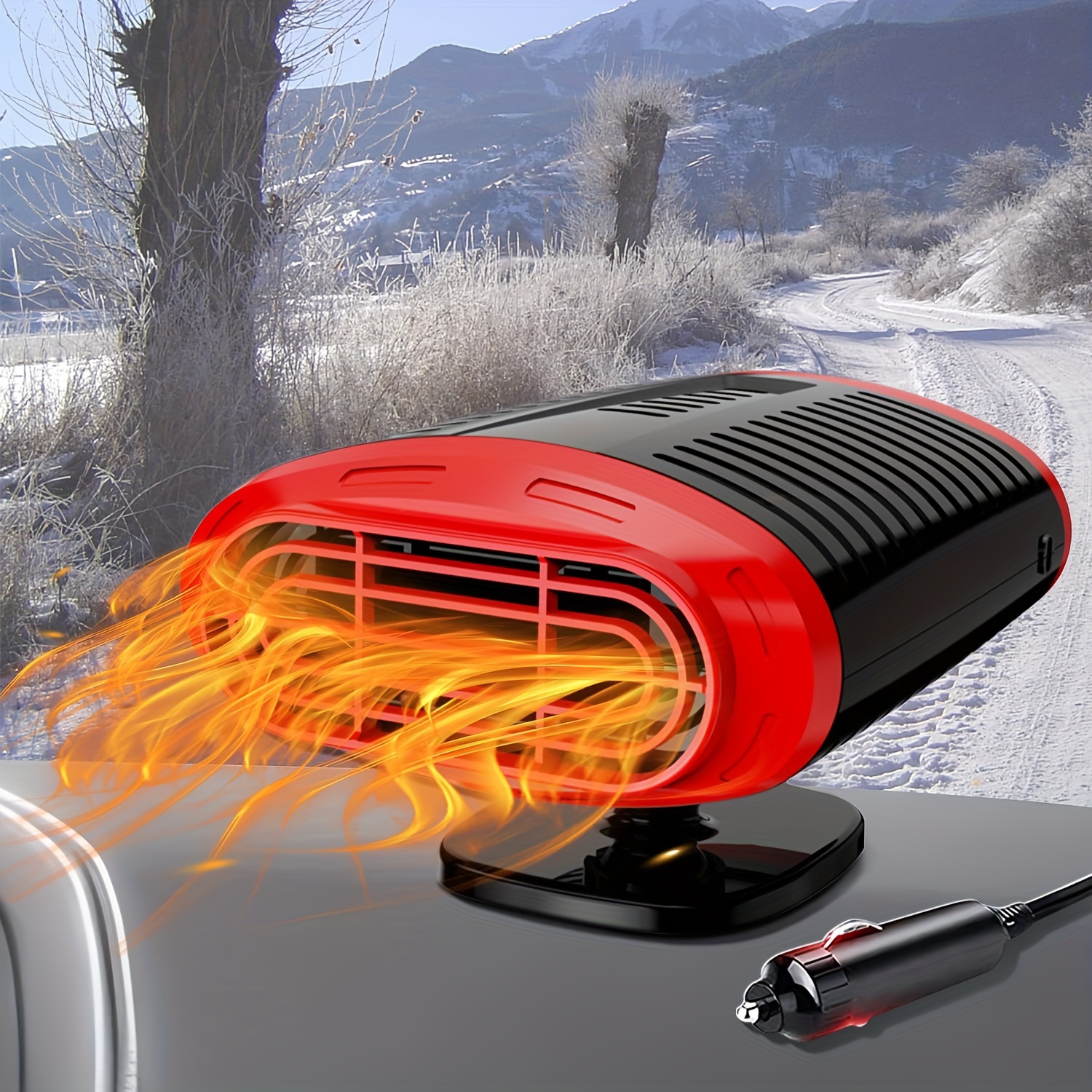 2 in 1 Auto Cooling Heizlüfter mit Saugnapf 150 W Tragbarer 12 V  Zigarettenanzünder für Auto Camping Reisen Outdoor Indoor Autos