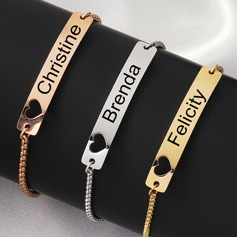 2pcs/set Carving Name Couple Bracelet Magnet Rope Chain Bracelet Lovers  Jewelry