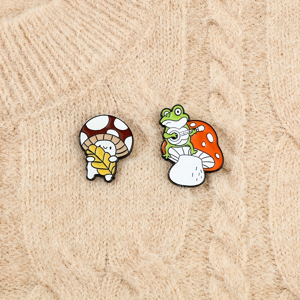 Mushroom Frog Ejection Guitar Brooch Forest Elf Bag Accessory