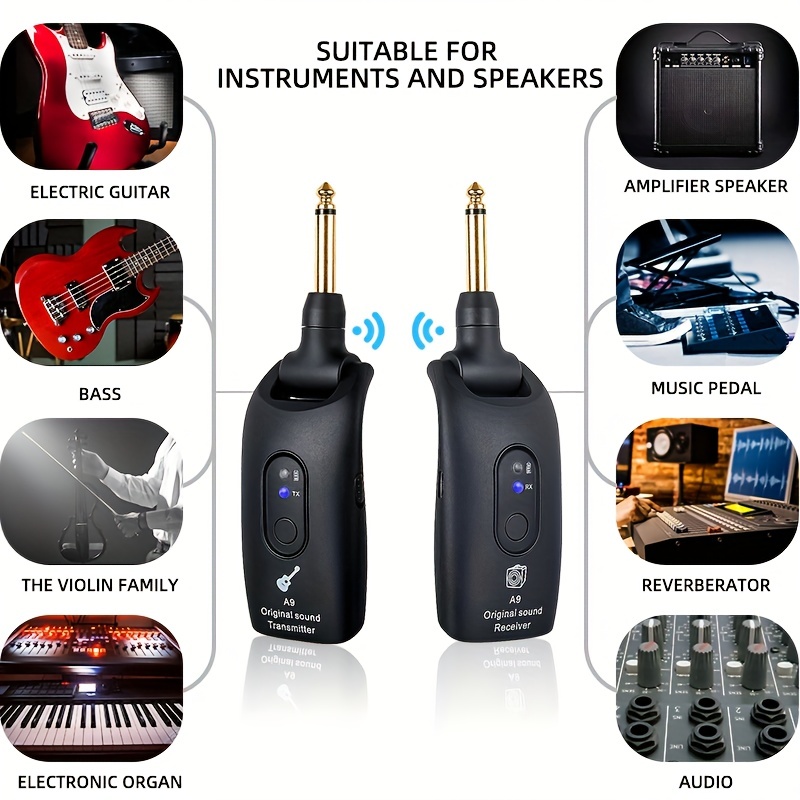 Guitar Wireless Pickup Recargable Inalámbrico Cable Sistema - Temu