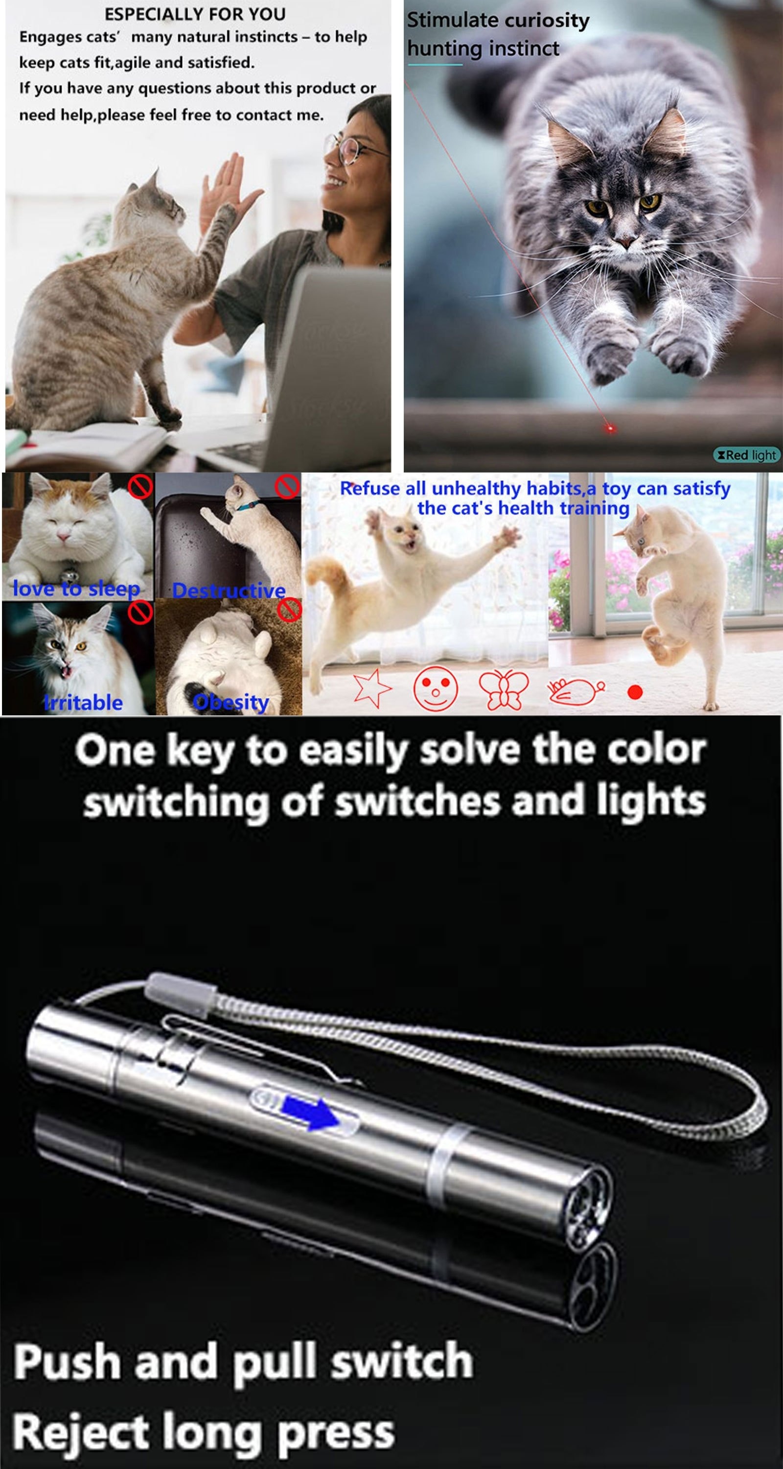 Cat Toys Indoor Cats Kitten Dog Laser Pen Toy Red Dot Led - Temu