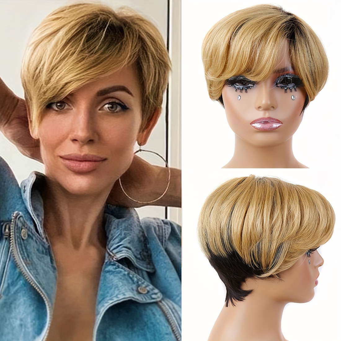 Deep Curly Wave Side Part Short Bob Pixie Cut Brazilian Remy - Temu