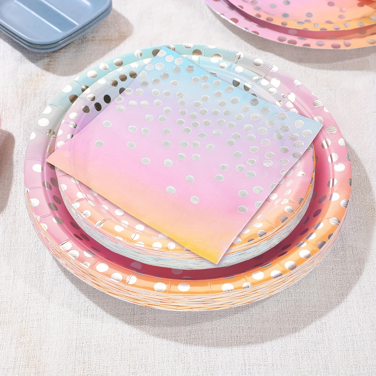Rainbow Pastel Plates And Napkins Party Supplies Pastel - Temu