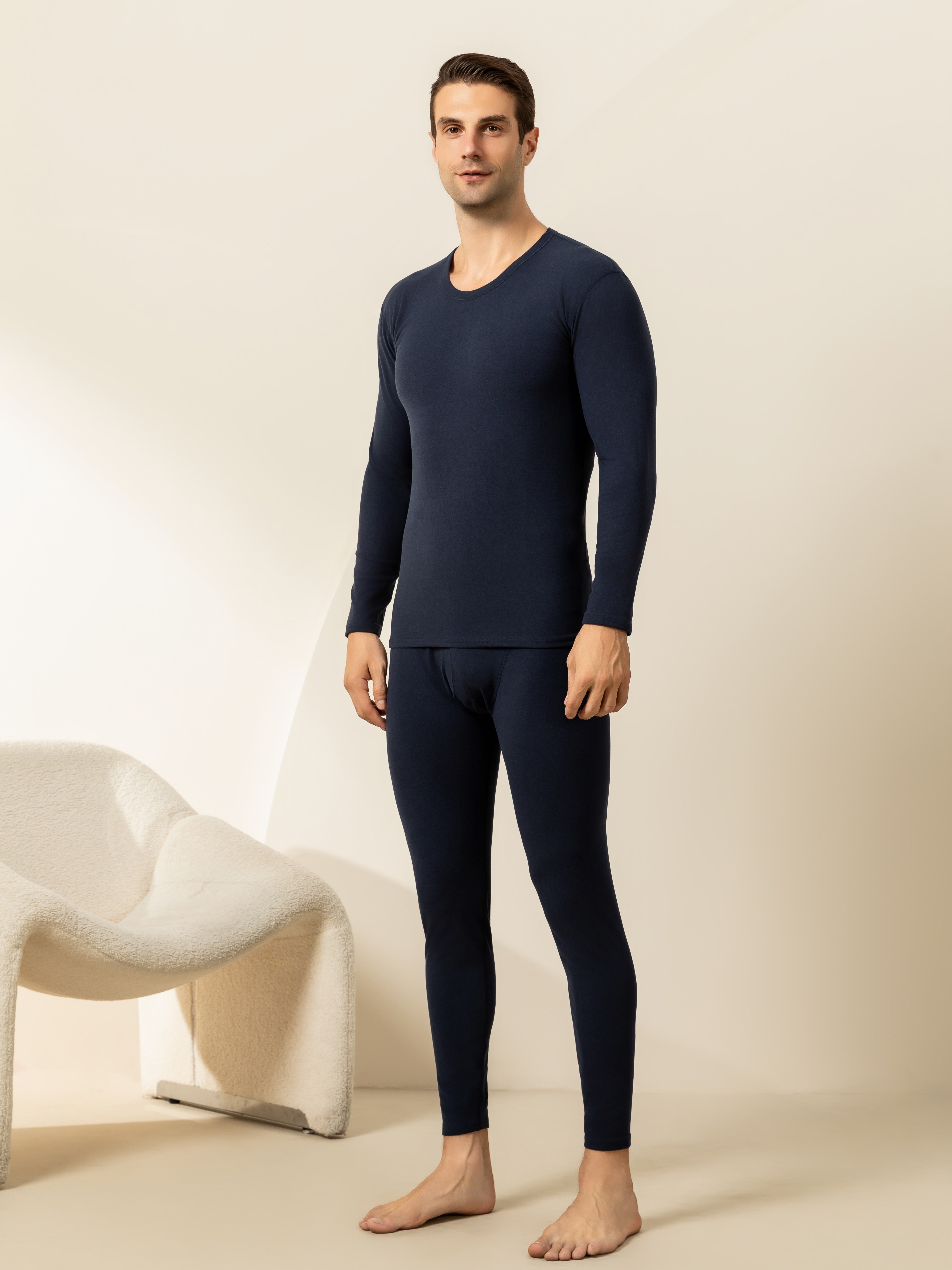 Men's 2 Piece Thermal Underwear Set Top Bottom Long Sleeve Pants 