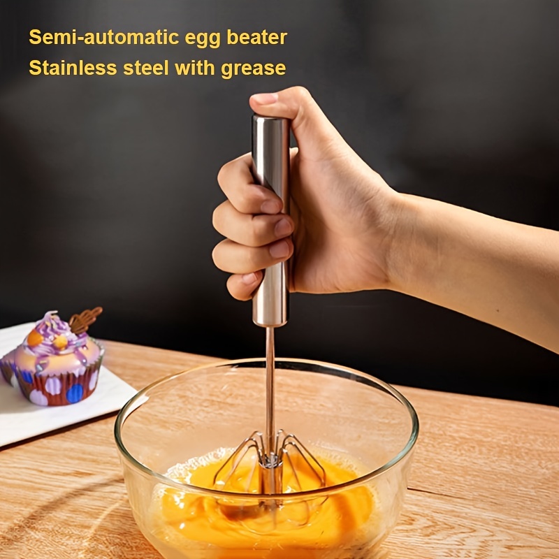 New Semi Automatic Mixer Egg Beater Manual Self Turning 304