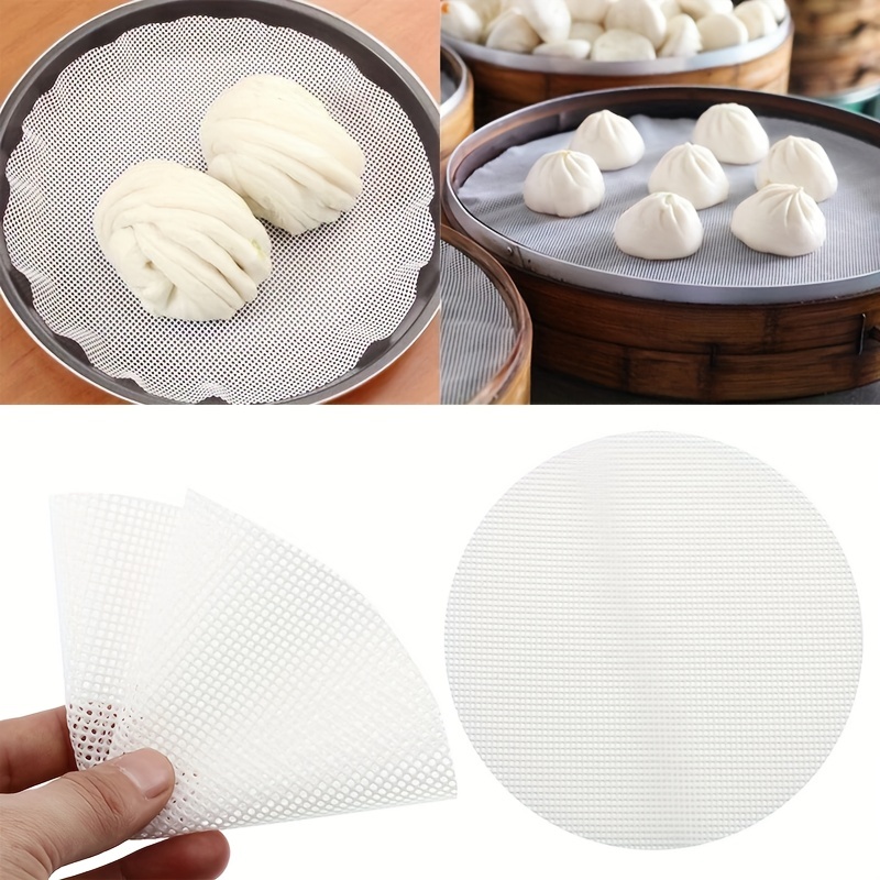 1pc 실리콘 스팀 매트, 둥근 모양, 딤섬 및 스팀 요리용, 내구성 및 세척 가능, 플레드 패턴, 추수감사절에 이상적 - 플라스틱 커버 포함