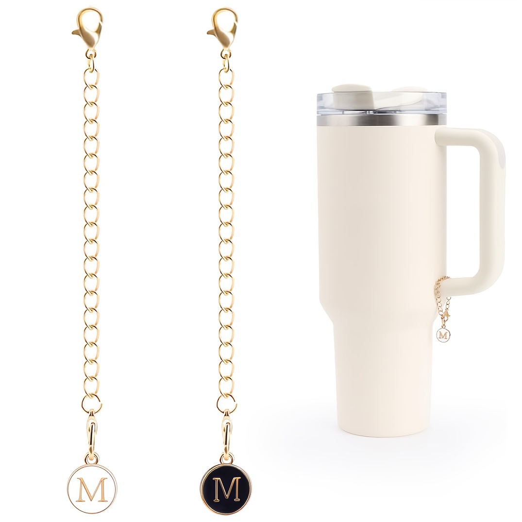 Letter Charm Accessories For Stanley Cup,Gold Initial Chain Water Bottle  Name Id Charms for Tumbler,Yeti, Simple Modern Cups Handle