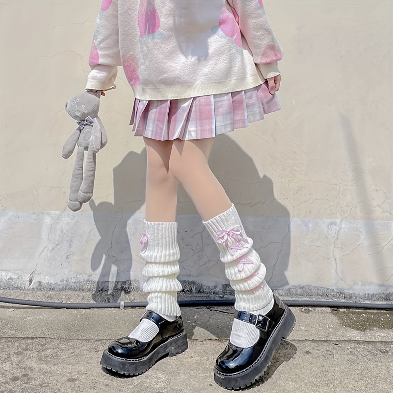 Academic Style Leg Warmers Harajuku Punk Style Ribbed Knit - Temu