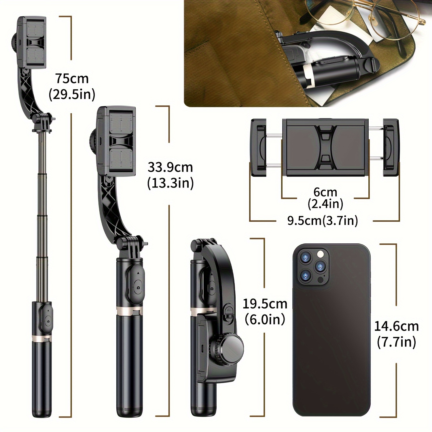 Gimbal Stabilizer with Selfie Stick for iPhone: Portable Handheld Gimble  with Tripod & Remote for Cell Phone Camera & Samsung Android Smartphone  Recording Video & Vlogging on Tiktok &  : 
