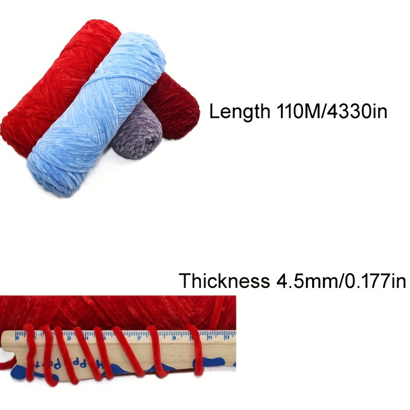 Fil chenille pour tricot et crochet texturé, 100 g et 110 m : :  Maison