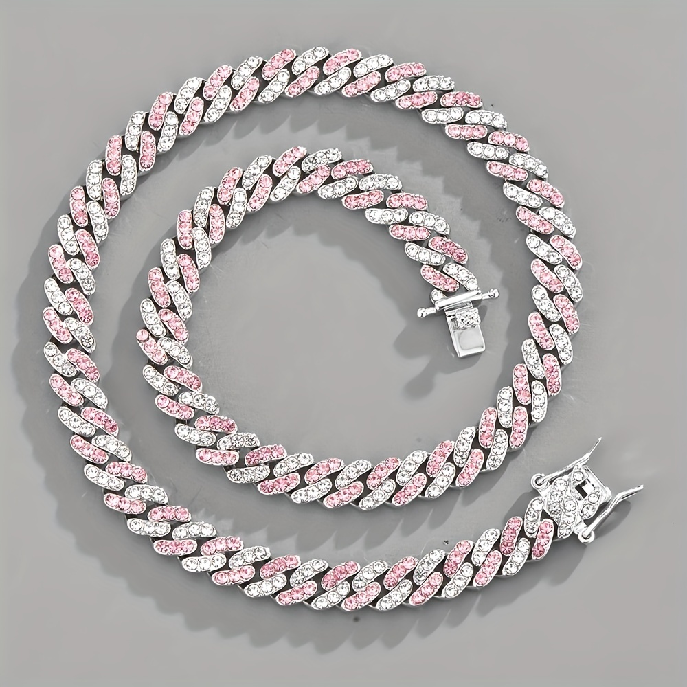 Pink diamond cuban link outlet chain