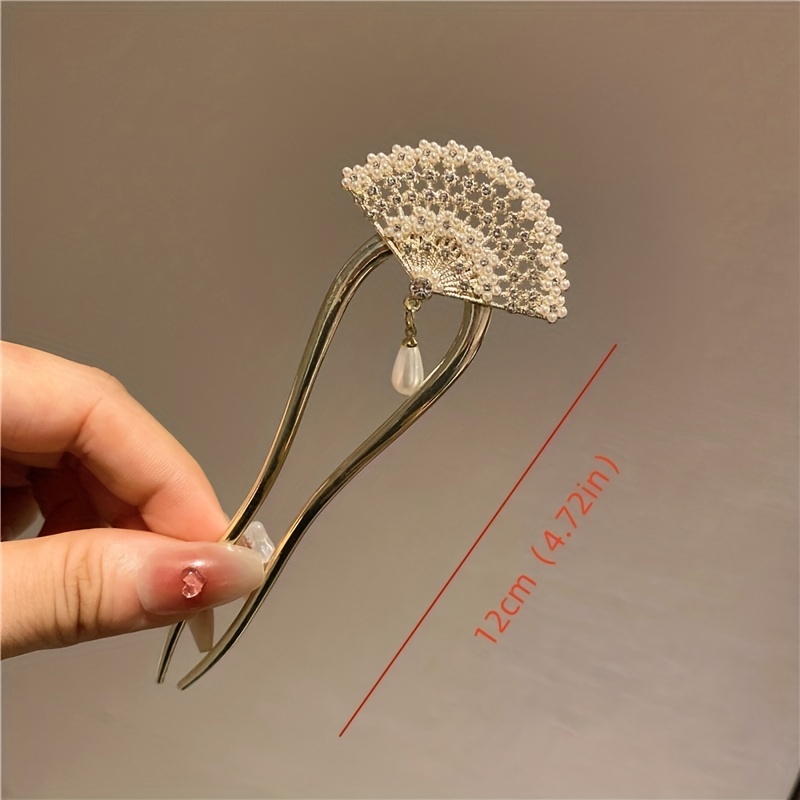 Rhinestone U Shaped Hairpin Simple Modern Rhinestone Metal - Temu