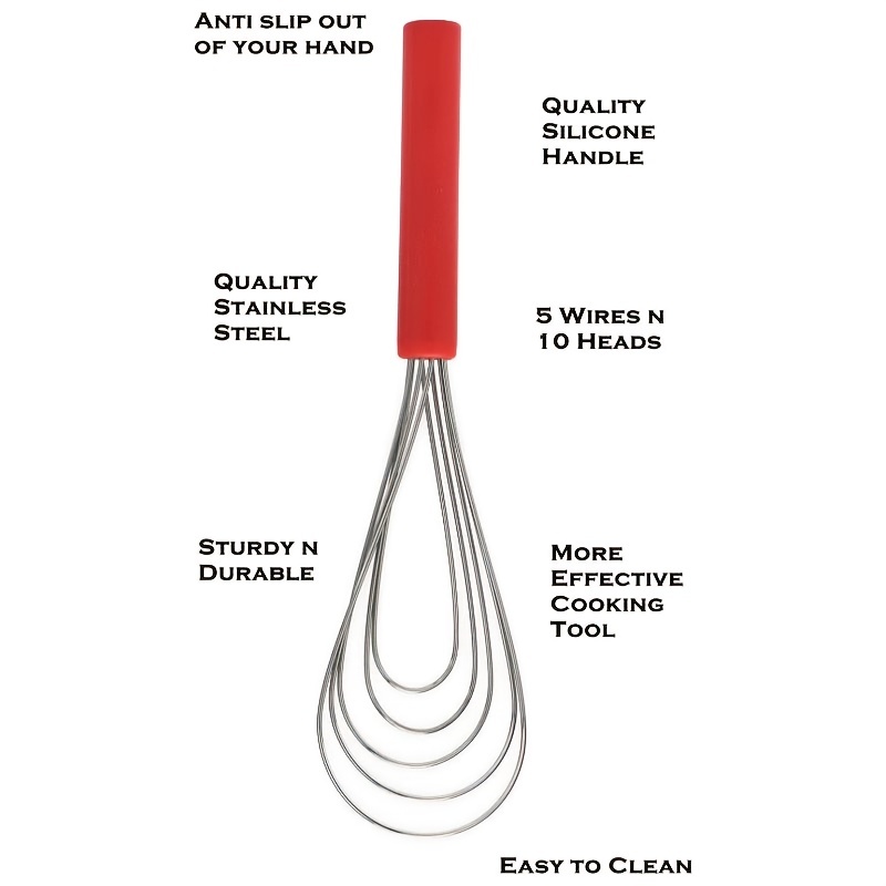 Flat Whisk Silicone Handle Manual Whisk - Temu United Arab Emirates