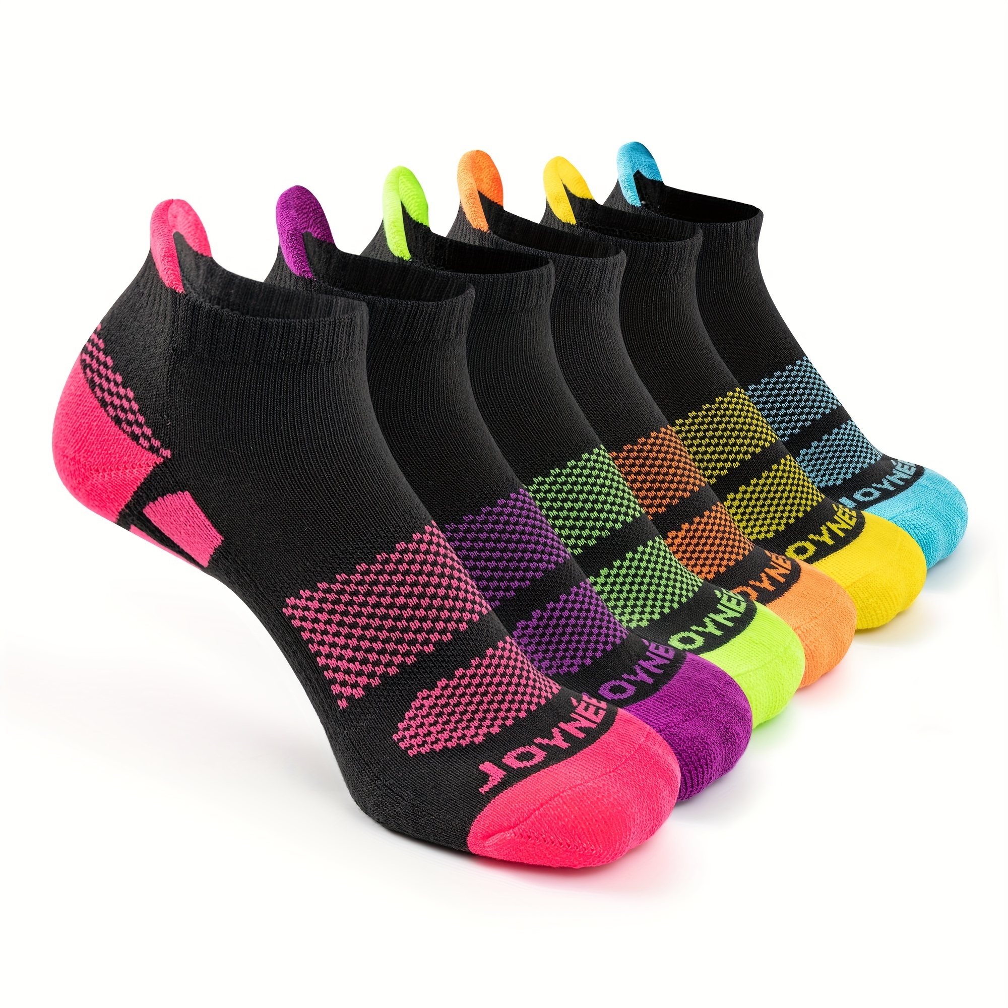 

Acefine 6 Pairs Classic Colorblock Sports Socks, Unisex Casual Comfy Ankle Socks For Athletic Fitness, Women's Stockings & Hosiery