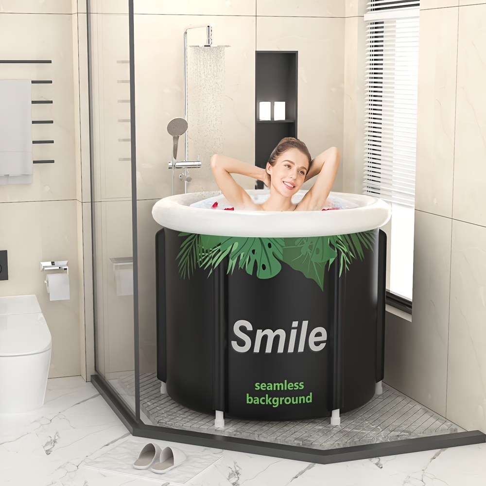Portable Bathtub, Foldable Free Standing Soaking Bath Tub, Easy To Install,  Eco-Friendly Bathtub Bathroom Spa,Thickening With Thermal Foam To Keep Tem