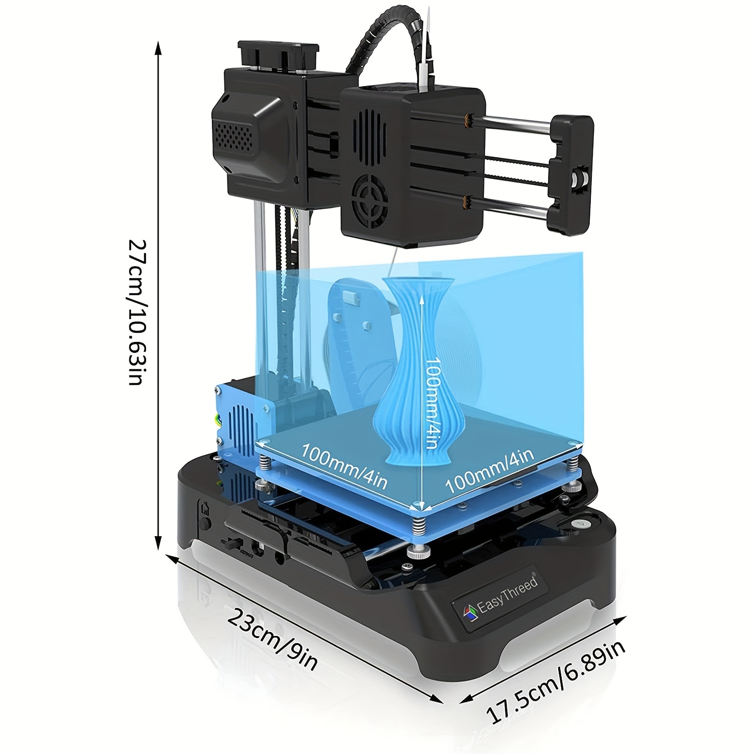 EasyThreed Mini 3D Printer Beginners Entry Level Fast Heating Low Noise  with Free PLA TPU.75mm Filament Printing Size 4