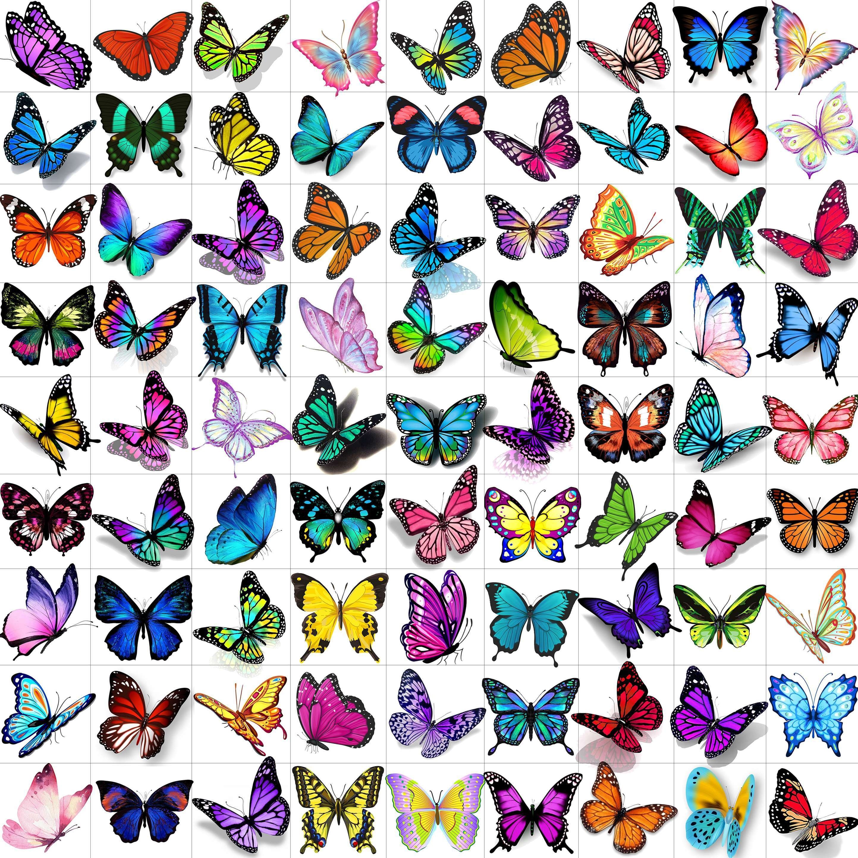 

81 Sheets Colorful Butterfly Temporary Tattoos For Women, Watercolor 3d Butterfly Long Lasting Temporary Tattoo Sticker Realistic Long Lasting Fake Tattoos