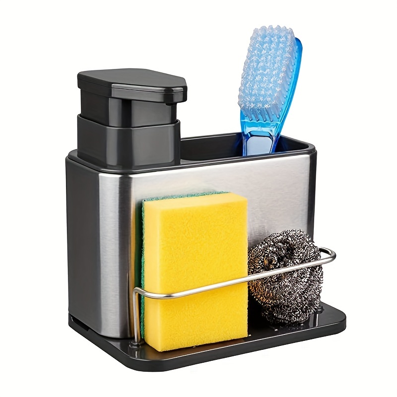 1pc Kitchen Sink Caddy Sponge Holder Organizer, Sink Tray Drain Rack, Soap  Dispenser Brush Holder Storage Accessory