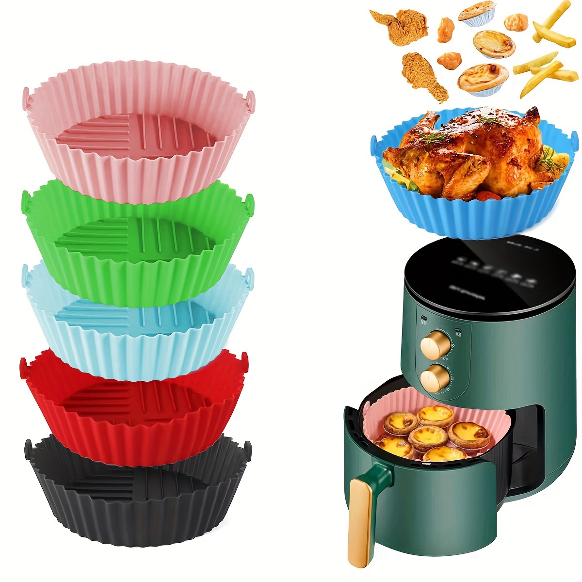 

3pcs Air Fryer Silicone Baking Pan, Reusable Silicone Pan Pad, Circular Baking Pan Pad, Kitchen Gadget, Kitchen Item, Kitchen Accessories