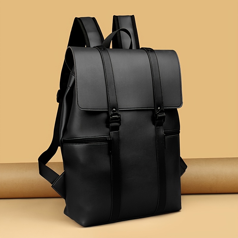 Faux Leather Backpack Bag Black | BE1681107