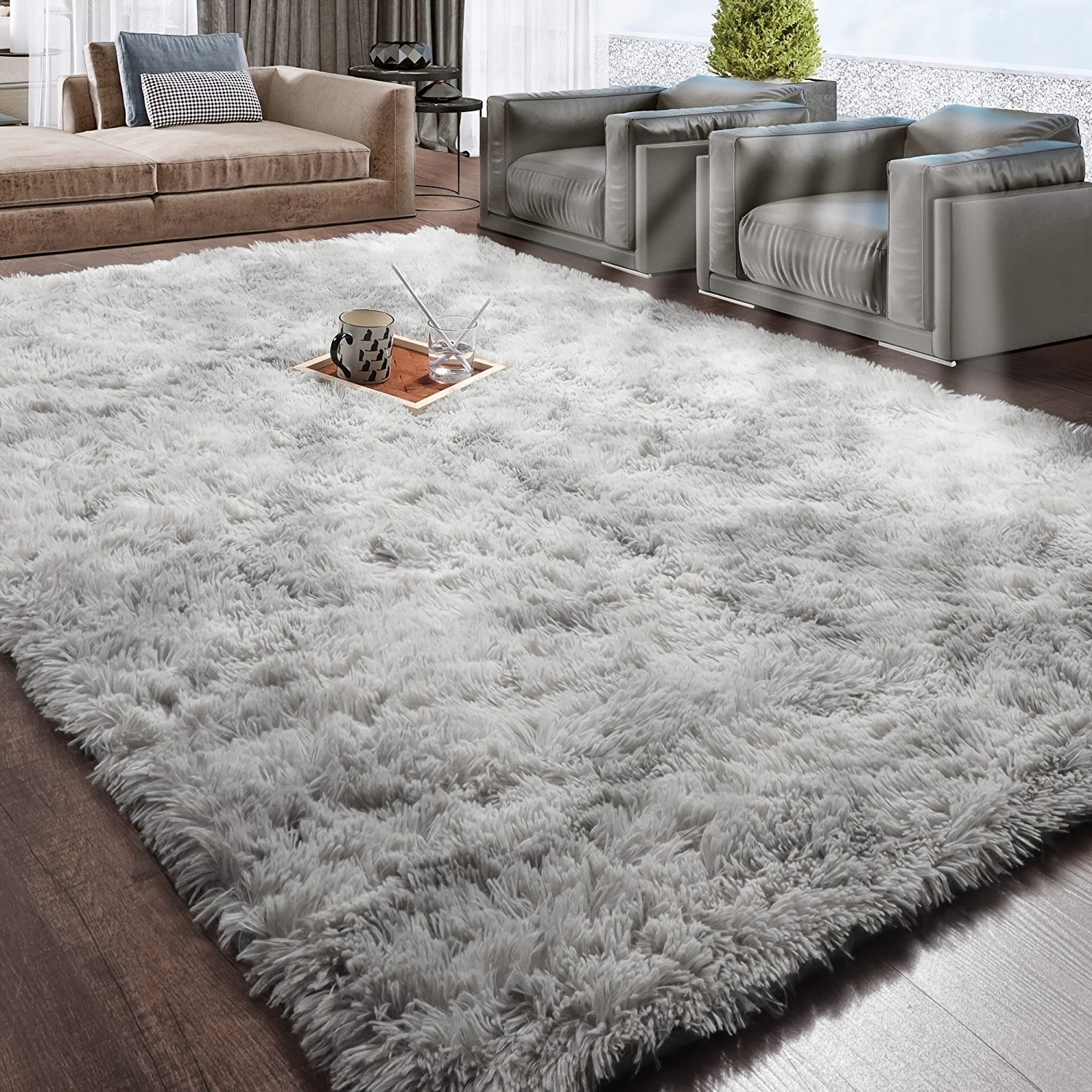 Furry Floor Mat Modern Bedroom Area Rug Non slip Large - Temu