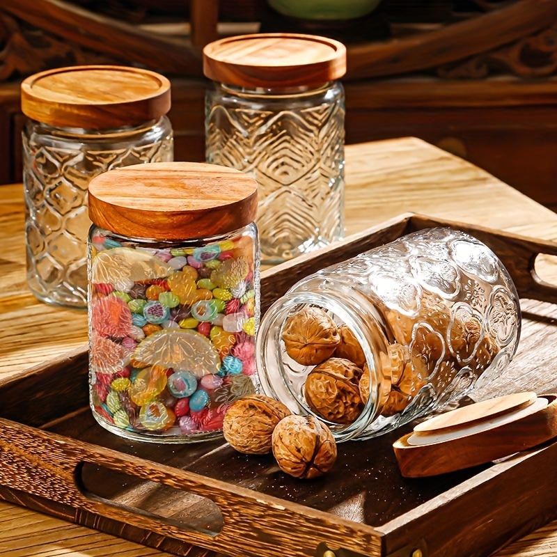 Airtight Glass Storage Jar With Wood Lids Perfect For Coffee - Temu