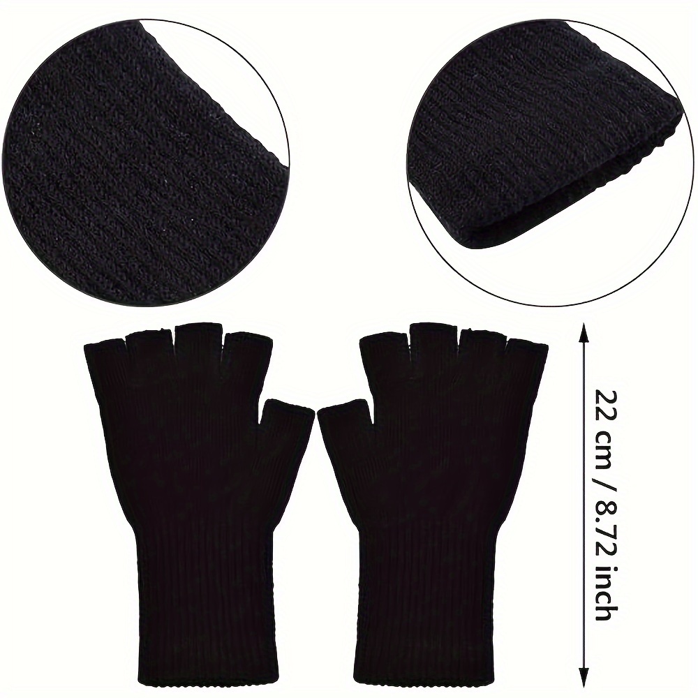 Guantes sin dedos para mujer, guantes de medio dedo de invierno, elásticos,  sin dedos, unisex