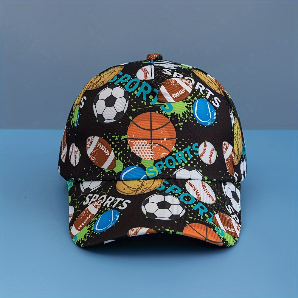 1pc Teenager Football Printed Baseball Cap,printed 'speaked Hat,'s Cap,boys Baseball Hat